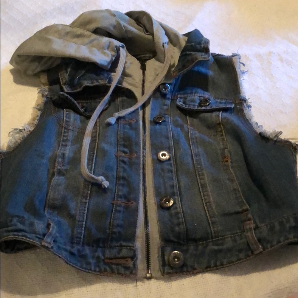 Jean vest with hoodie
